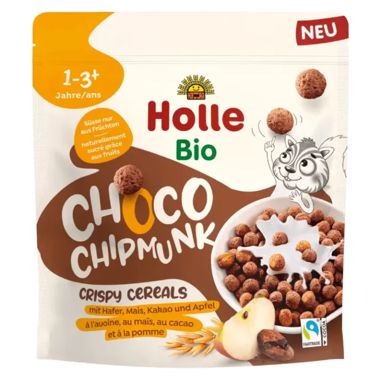 Bio Choco Chipmunk – Τραγανά Δημητριακά με μήλο & κακάο Holle, 125g