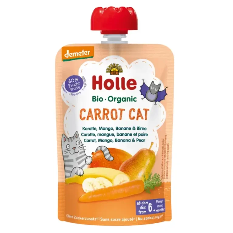 Carrot Cat πουρεδάκι με Καρότο, Μπανάνα, Μάνγκο & Αχλάδι Holle, 100g Bio/demeter